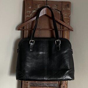 FOSSIL Black Leather Large Work Tote Structured Shoulder Bag Briefcase